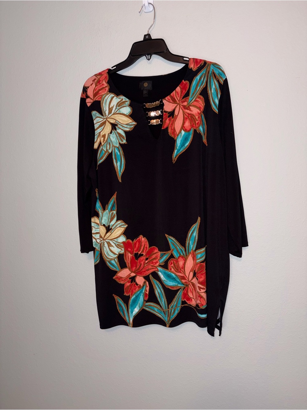 JM Collection Flowered Tunic Top Size 2X
